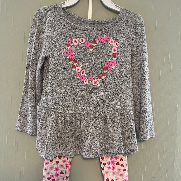 Girl's Cat & Jack size 3T heart long sleeve and leggings set. - Picture 1 of 3